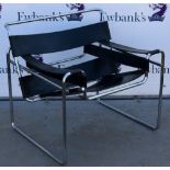 Marcel Breuer Wassily chair, nickel plated tubular steel and leather,.