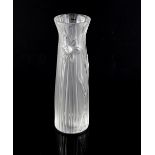 Lalique France, a large daffodil vase, with fluted design and flowerhead in relief, 28 cm, boxed .