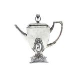 WMF Art Nouveau white metal coffee pot, impressed marks and numbered 315 to base, 27cm high.   .