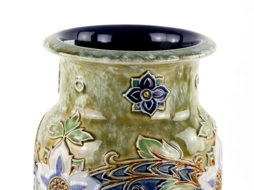 A Doulton vase by Ethel Beard with formal tube lined decoration, incised marks to base . - Image 4 of 5