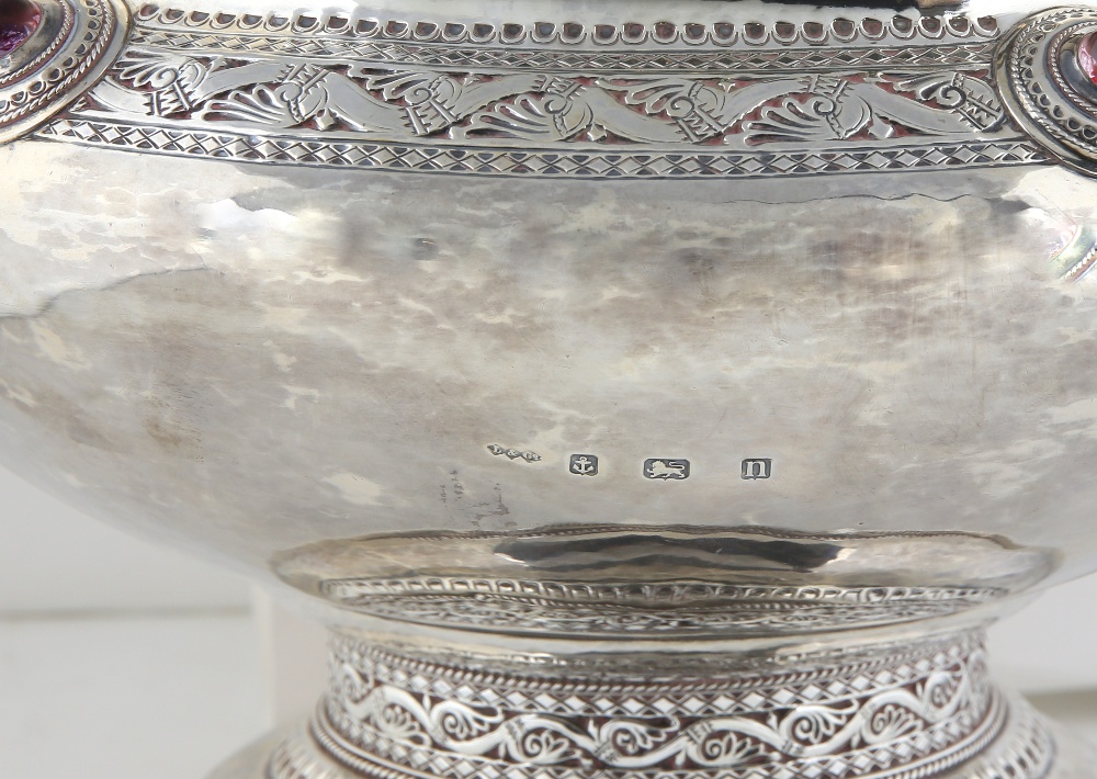 Liberty & Co a large silver bowl with chased frieze, the design of stylised branches and leaves - Image 5 of 11