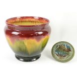 Lauder Barum, Art Pottery, a pot stand with decoration of fish among seaweed, 14.5 cm and a large