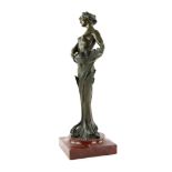 Emile Jean François Namur Belgium 1852-1908, Art Nouveau bronze figure of a mermaid, with reeds