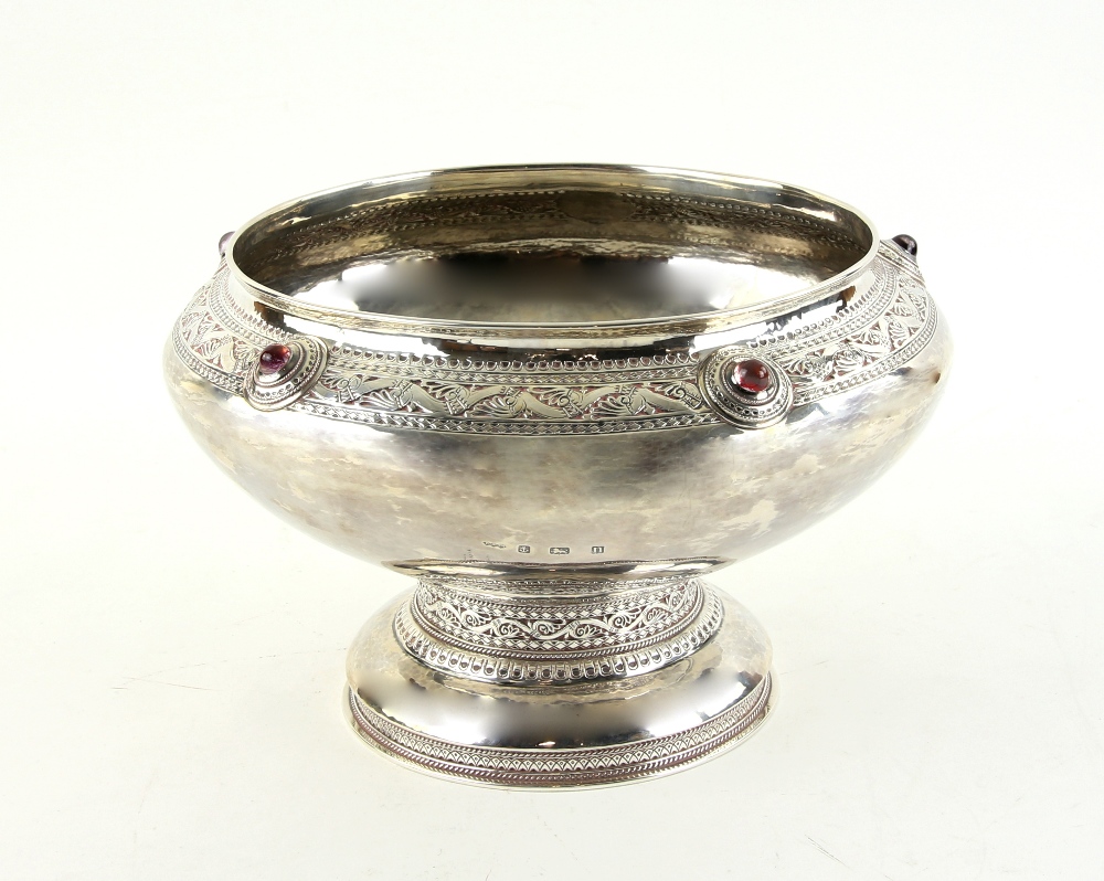 Liberty & Co a large silver bowl with chased frieze, the design of stylised branches and leaves - Image 4 of 11