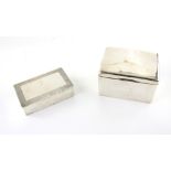 Modern silver cigarette box, by ES&N, Birmingham 1962, oblong with engine turned decoration, 15.5 cm