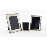 Modern silver photograph frame with beaded decoration, by Carr's of Sheffield Ltd., 2003, and two