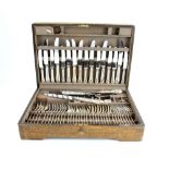 Mappin & Webb silver plated canteen of cutlery for eight in oak case.