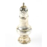 Edward VII silver sugar sifter of baluster form, on round foot, by W G Keight & Co., Birmingham,