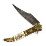 19th century French Beauvoir tortoiseshell and ivory clip point folding knifePLEASE NOTE: THIS