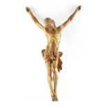 Carved wood figure of Christ crucified, about 61 cm high, 19th or 20th Century .