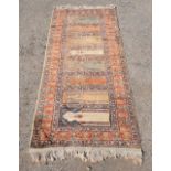 Kayseri Turkish blue ground rug with multiple borders, the centre with repeating medallions 215cm