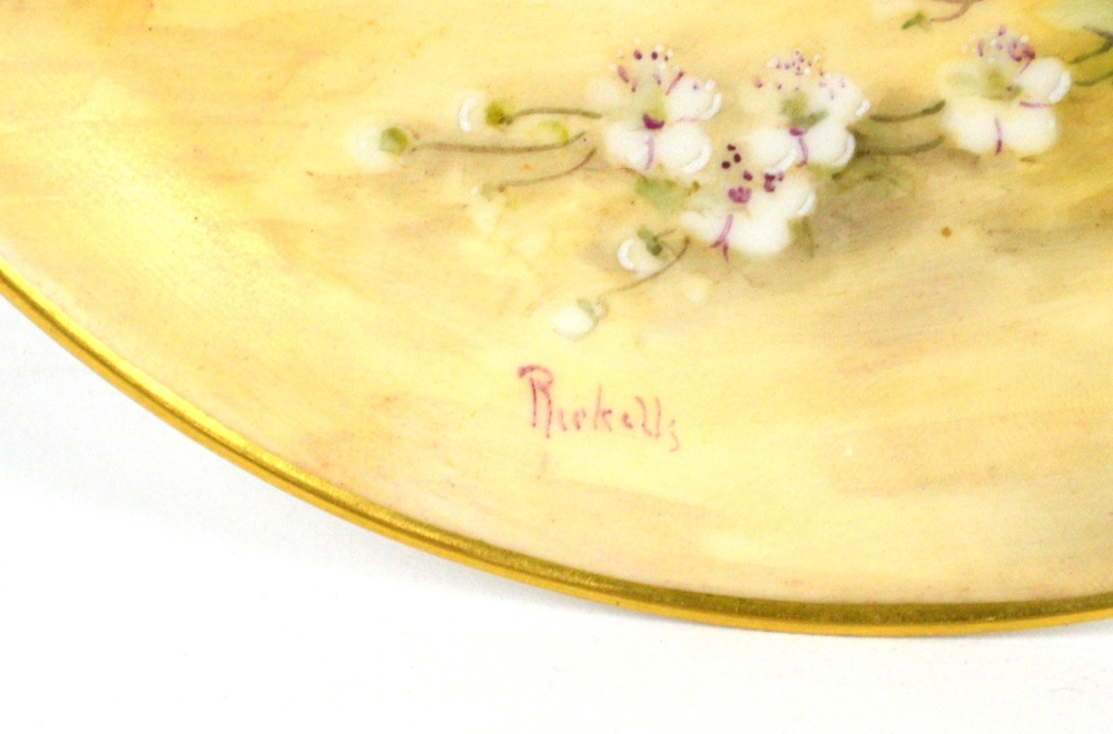 Royal Worcester set of four cabinet cups and saucers signed Ricketts (William Ricketts active 1877 - - Image 3 of 5