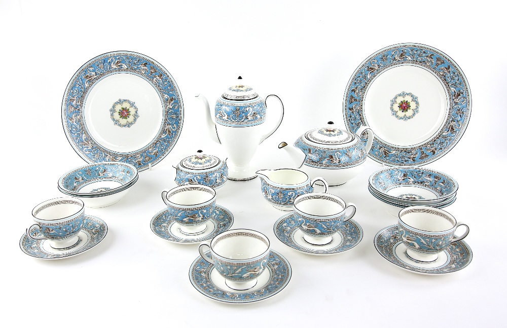 Wedgwood Florentine turquoise part dinner service, pattern number W2714, to include coffee pot and