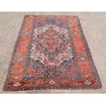 Hamadan rug 194cm x 138c, . General wear to pile, due to use and age , fraying to edges . Some small