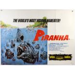 Piranha (1978) British Quad film poster, artwork by Bob Larkin, United Artists, folded, 30 x 40