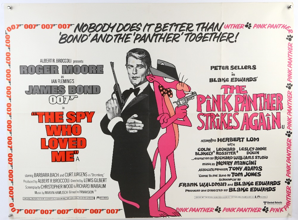 James Bond The Spy Who Loved Me / The Pink Panther Strikes Again (1977) British Quad double bill