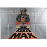 Mad Max (1979) British Quad film poster, starring Mel Gibson, directed by George Miller, Warner