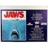 Jaws (1975) British Quad film poster, directed by Steven Spielberg, artwork by Roger Kastel, folded,