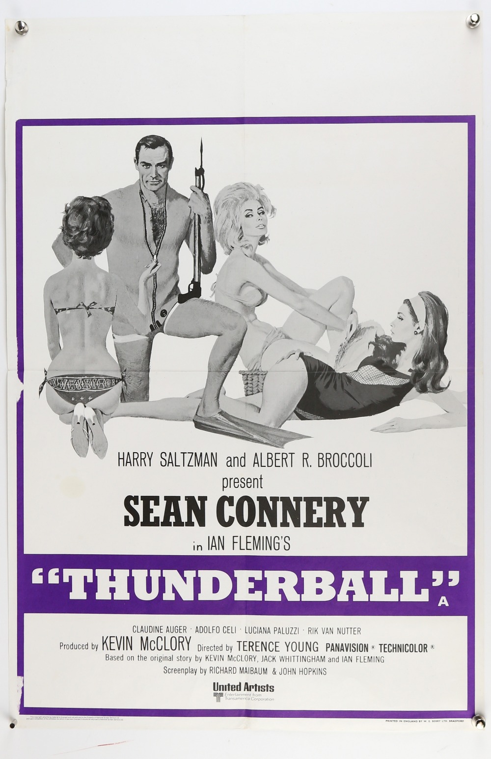 James Bond Thunderball (R-1970's) British Double Crown film poster, starring Sean Connery, United