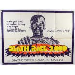 Death Race 2000 (1975) British Quad film poster with Tom Chantrell artwork, alternate style, folded,