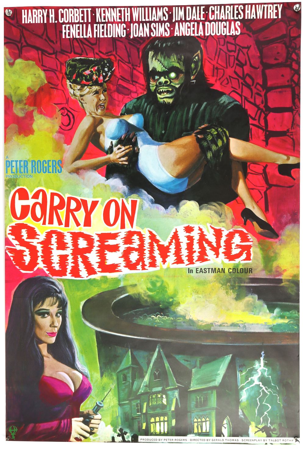 Carry On Screaming (1966) UK One Sheet film poster, artwork by Tom Chantrell, starring Kenneth