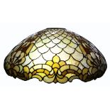 Revised Estimate. Duffner and Kimberley Art Nouveau glazed and leaded light shade, with ochre and