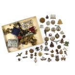 Collection of assorted regimental badges, buttons and medals including restrikes and reproductions.