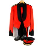 British Army Queen's Regiment Brigadier's Mess Dress Uniform, with riding boots, spurs and No. 1
