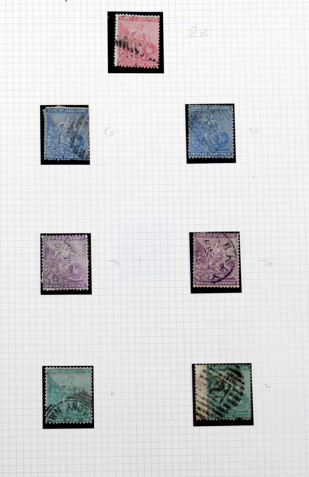 Stamp album, Cape of Good Hope Stamps with Cape Triangulars, used(35) different printings with - Image 6 of 12