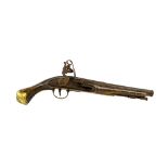 19th century flint lock pistol 42cm barrel length 25cm .