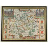 16th century John Speede map of Surrey 38cm x 52cm .