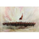 Colin Maxwell Parsons, Military Charge, oil on canvas, signed Glenn, 50cm x 75cm.