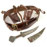 Sam Brown belt, two sword frogs and an Eastern dagger in metal sheath.