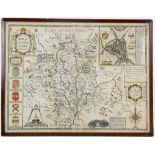 17th century map of Worcestershire by John Speed, dated 1610, 39cm x 52cm .