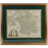 18th century map of France by Emanuel Bowen 37cm x 43cm .