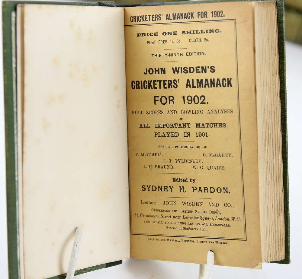 John Wisden's Cricketers' Almanack,1900-1913, 14 vols. all except 1903 with original paper covers. - Image 13 of 15