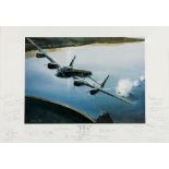 Print after Alan Roe, 'Dam Buster VC', signed by members of the squadron and the artist, limited