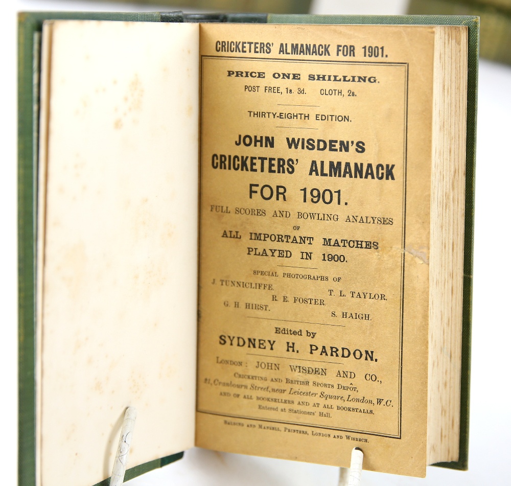 John Wisden's Cricketers' Almanack,1900-1913, 14 vols. all except 1903 with original paper covers. - Image 11 of 15