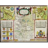 17th century John Speed map of Huntington dated 1662 38cm x 50cm .