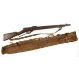 WWI Mk III target practice pump action air rifle with canvas carry bag stencilled BATH ADJUSTING
