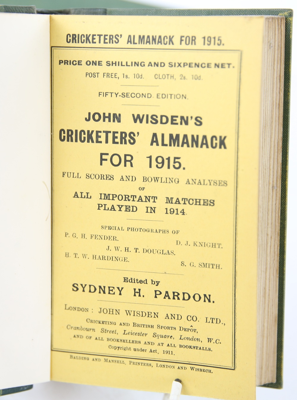 John Wisden's Cricketers' Almanack, 1914-1919, bound in four volumes, 1916-7 bound as one, 1918-9 - Image 4 of 5