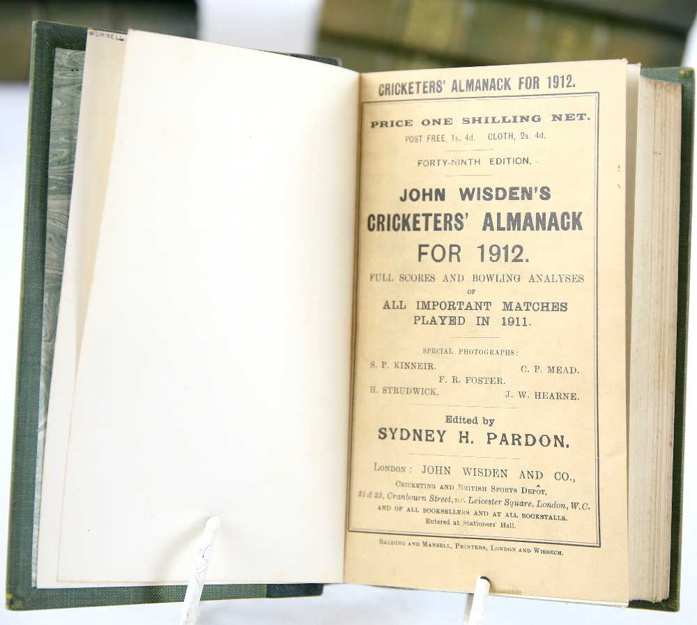 John Wisden's Cricketers' Almanack,1900-1913, 14 vols. all except 1903 with original paper covers. - Image 9 of 15