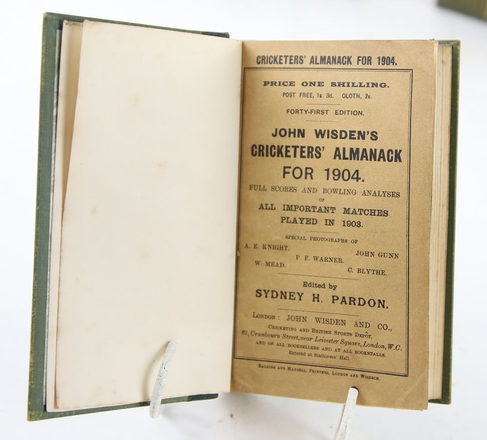 John Wisden's Cricketers' Almanack,1900-1913, 14 vols. all except 1903 with original paper covers. - Image 3 of 15