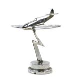 Chrome model of a Spitfire lightning-shaped stand by F. & Co. 16cm high.