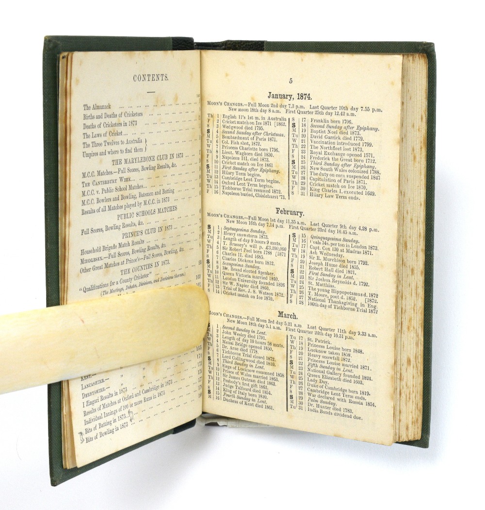 John Wisden's Cricketers' Almanack 1874-1875, 1874 180 pages, 1875, 212 pages, bound as a single - Image 7 of 11