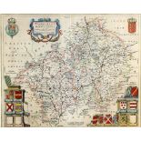 17th century map of Shropshire by Robert Morden 38cm x 43cm .
