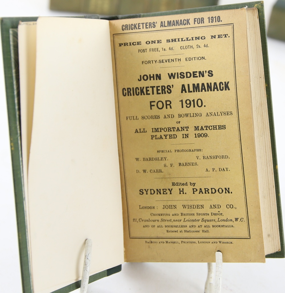 John Wisden's Cricketers' Almanack,1900-1913, 14 vols. all except 1903 with original paper covers. - Image 5 of 15