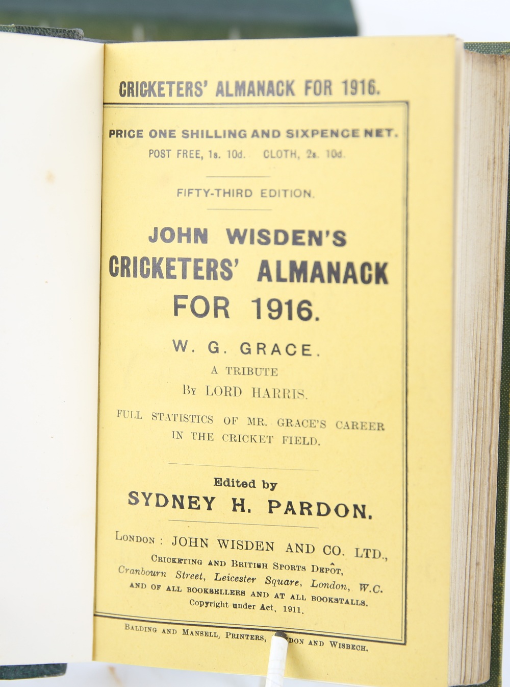 John Wisden's Cricketers' Almanack, 1914-1919, bound in four volumes, 1916-7 bound as one, 1918-9 - Image 3 of 5