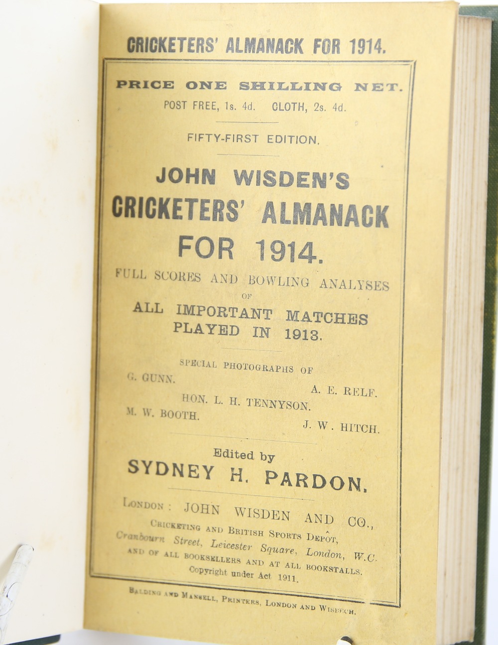 John Wisden's Cricketers' Almanack, 1914-1919, bound in four volumes, 1916-7 bound as one, 1918-9 - Image 5 of 5