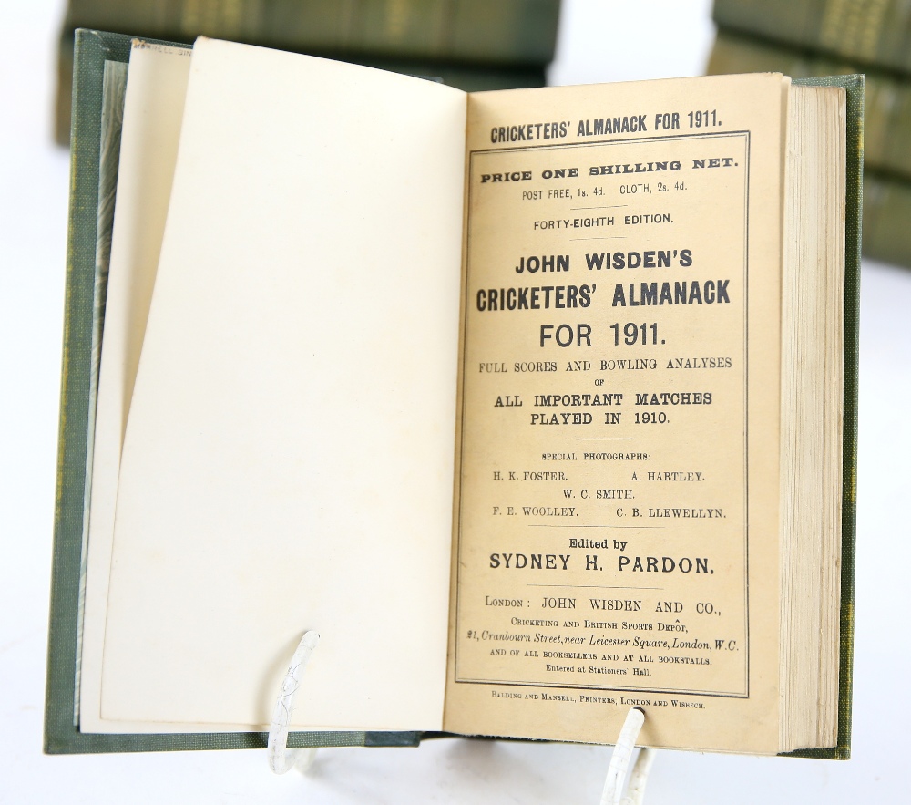 John Wisden's Cricketers' Almanack,1900-1913, 14 vols. all except 1903 with original paper covers. - Image 8 of 15